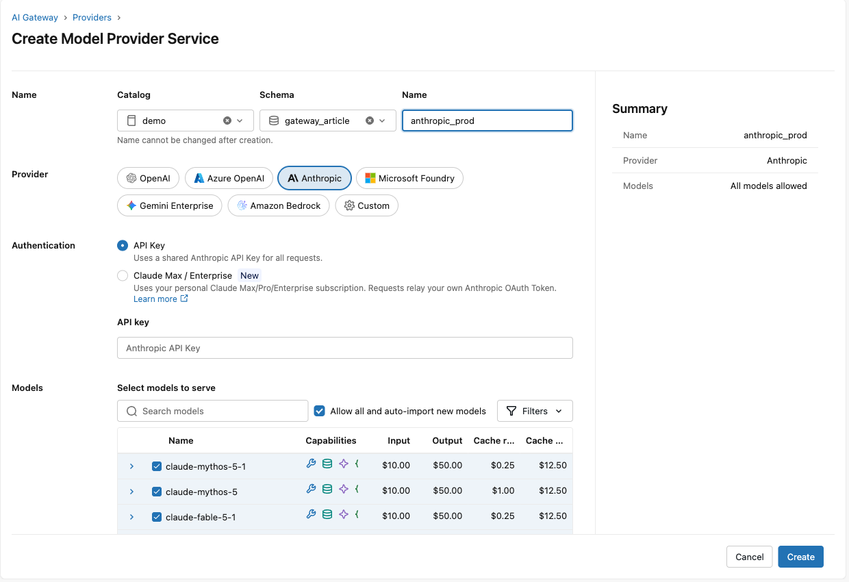 Databricks Unity Catalog for coding agents_provider-create-shot.png