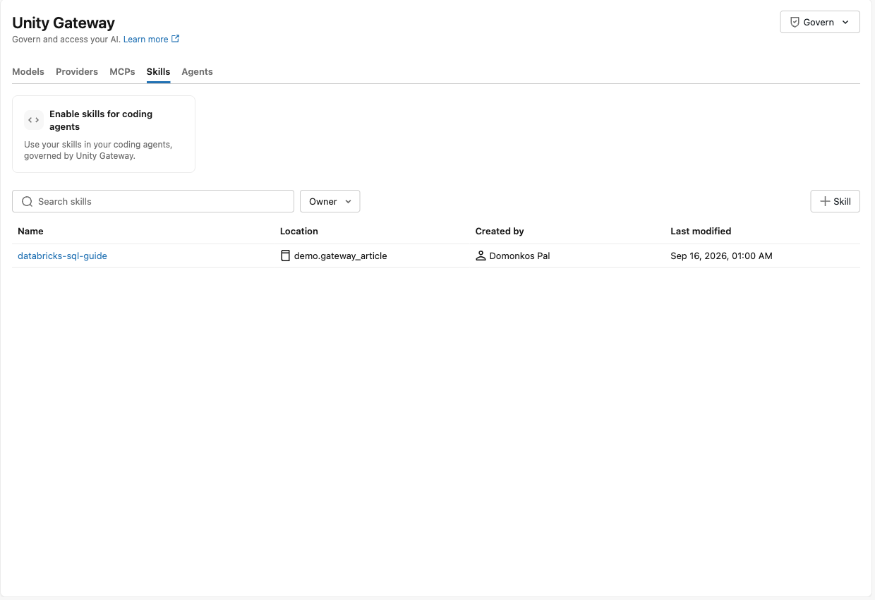 Databricks Unity Catalog for coding agents_skills-list-shot.png