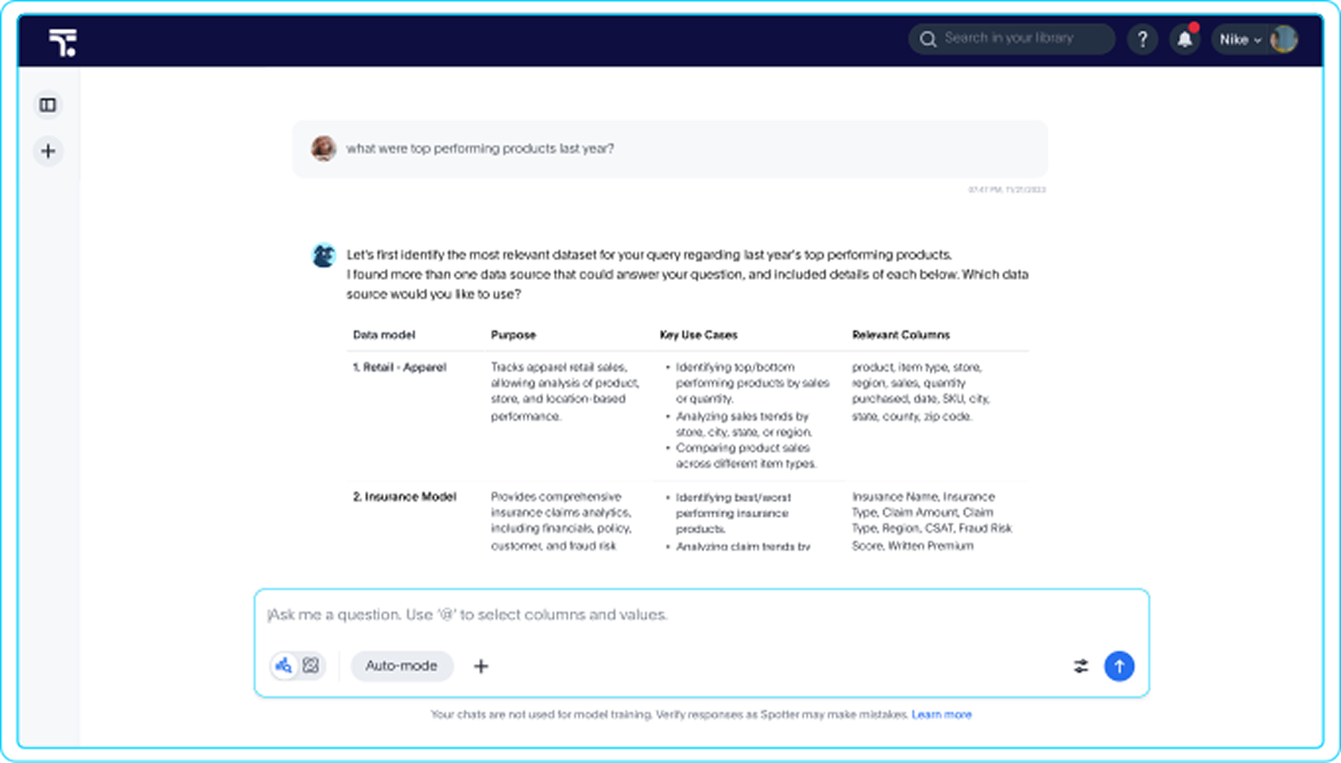 self-service data analytics interfaces_conversational analytics example